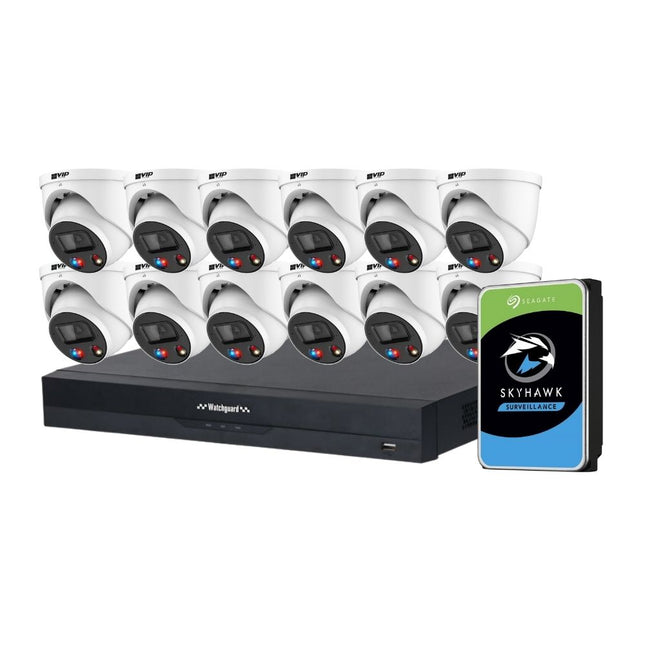 VIP Vision AI Security System: 12x 6MP AI Turret + Active Deter Cams, 16MP WatchGuard 16CH AI NVR