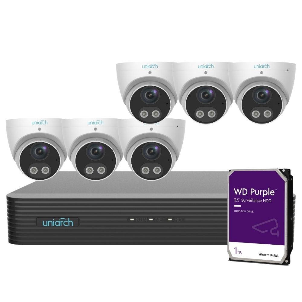 Uniarch Security System: 8-Channel NVR Pro, 6 X 8MP Turret, Tri-Guard