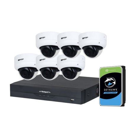 VIP Vision AI Security System: 6x 6MP AI Dome Cams, 16MP WatchGuard 8CH AI NVR