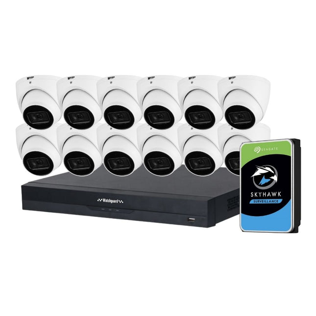 VIP Vision AI Security System: 12x 8MP AI Turret Cams, 16MP WatchGuard 16CH AI NVR