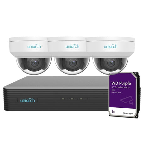 Uniarch Security System: 4-Channel NVR Pro, 3 X 8MP Dome, EasyStar