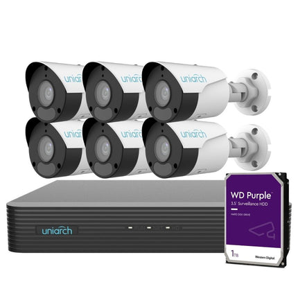 Uniarch Security System: 8-Channel NVR Pro, 6 X 6MP Bullet, EasyStar