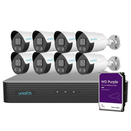Uniarch Security System: 8-Channel NVR Pro, 8 X 8MP Bullet, Tri-Guard