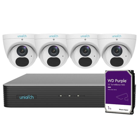 Uniarch Security System: 4-Channel NVR Pro, 4 X 8MP Turret, EasyStar