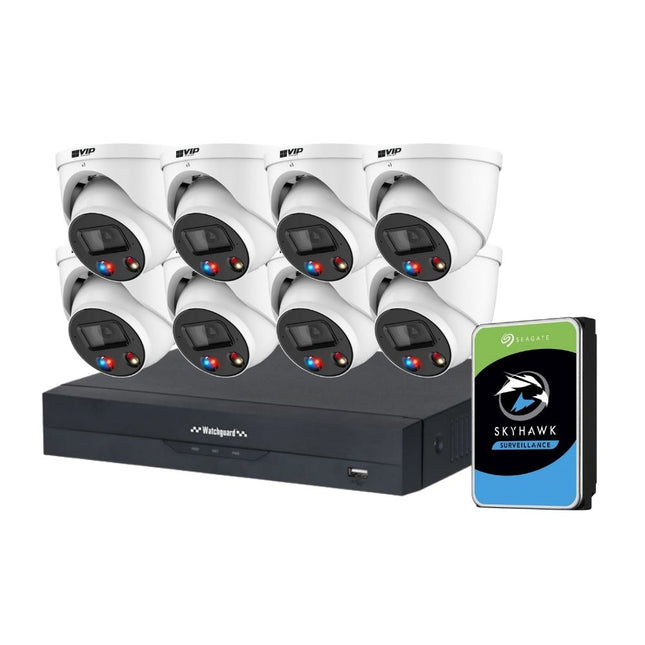 VIP Vision AI Security System: 8x 6MP AI Turret + Active Deter Cams, 16MP WatchGuard 8CH AI NVR