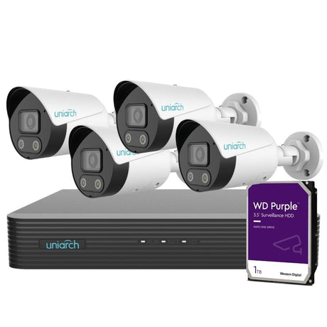 Uniarch Security System: 4-Channel NVR Pro, 4 X 8MP Bullet, Tri-Guard