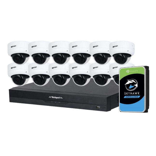VIP Vision AI Security System: 12x 8MP AI Dome Cams, 16MP WatchGuard 16CH AI NVR
