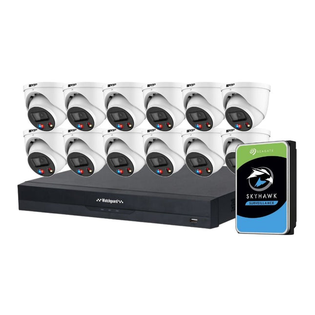 VIP Vision AI Security System: 12x 8MP AI Turret + Active Deter Cams, 16MP WatchGuard 16CH AI NVR