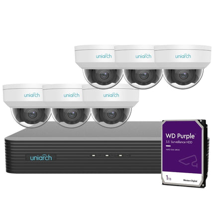 Uniarch Security System: 8-Channel NVR Pro, 6 X 8MP Dome, EasyStar