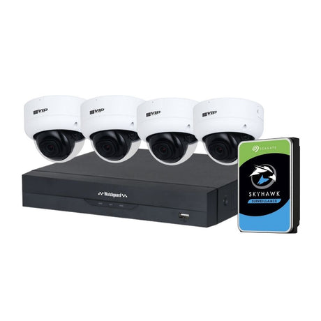 VIP Vision AI Security System: 4x 8MP AI Dome Cams, 16MP WatchGuard 4CH AI NVR