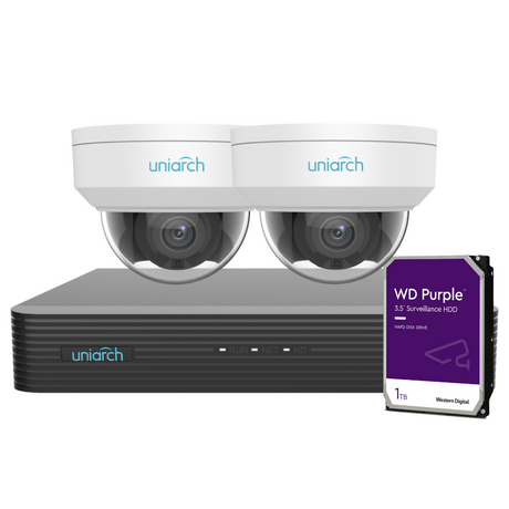 Uniarch Security System: 4-Channel NVR Pro, 2 X 8MP Dome, EasyStar