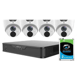 Uniview 4/8/16 Channel Security System: 4K NVR, 4 x 5MP LightHunter Turret Cameras, 2TB HDD