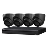 Dahua 3X66 Security System: 4CH 8MP Lite NVR, 4 x 8MP Turret Camera, Starlight, SMD 4.0, AI SSA (Black)