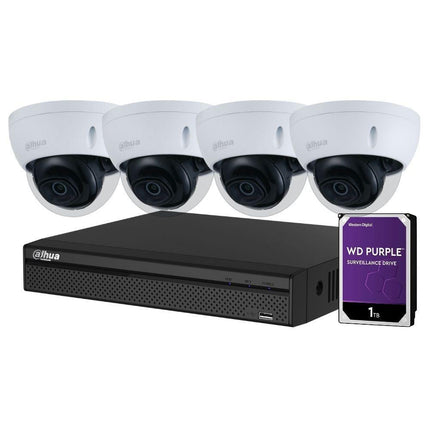 Dahua 4-Channel Security Kit: 8MP (Ultra HD) NVR, 4 X 5MP Fixed Dome, WizSense + Starlight