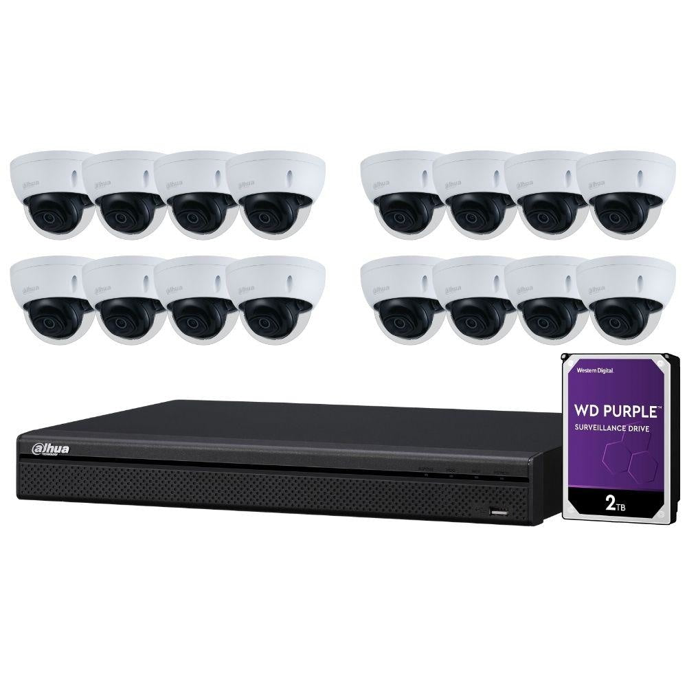 Dahua 16-Channel Security Kit: 8MP (Ultra HD) NVR, 16 X 5MP Fixed Dome, WizSense + Starlight