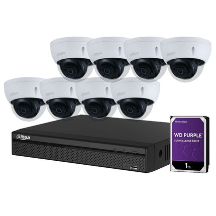 Dahua 8-Channel Security Kit: 8MP (Ultra HD) NVR, 8 X 5MP Fixed Dome, WizSense + Starlight