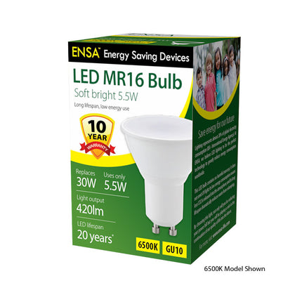 5.5W LED MR16 DownlightGU10 Bayonet (6500K)