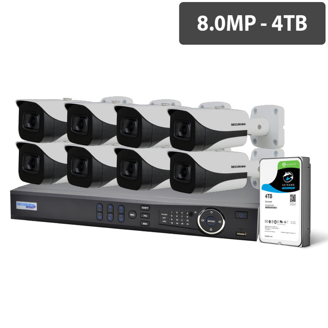 Professional 16 Channel 8.0MP HDCVI Surveillance Kit (8 x Fixed Cameras, 4TB HDD)