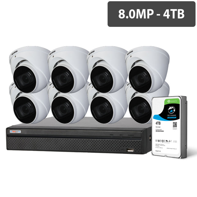 Compact 16 Channel 8.0MP HDCVI Surveillance Kit (8 x Motorised Cameras, 4TB HDD)