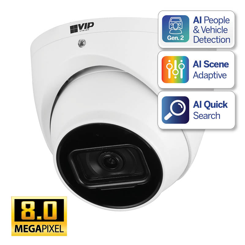 VIP Vision AI Security System: 2x 8MP AI Turret Cams, 16MP WatchGuard 4CH AI NVR