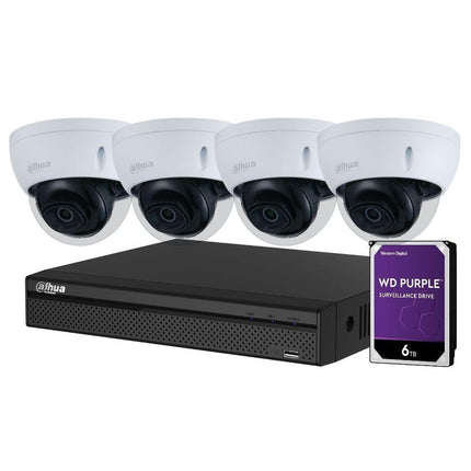 Dahua 4-Channel Security Kit: 8MP (Ultra HD) NVR, 4 X 5MP Fixed Dome, WizSense + Starlight