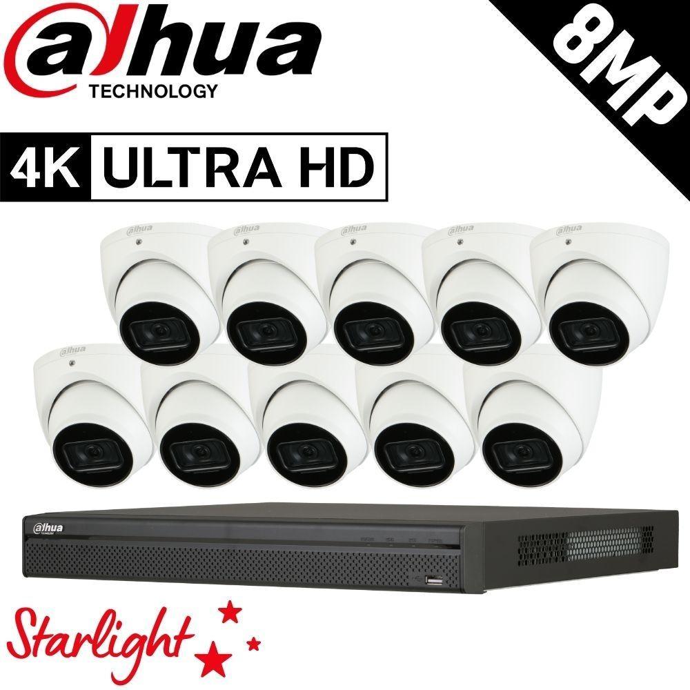 Dahua 16-Channel Security Kit: 8MP (Ultra HD) NVR, 10 x 8MP Fixed Turret, Lite + Starlight