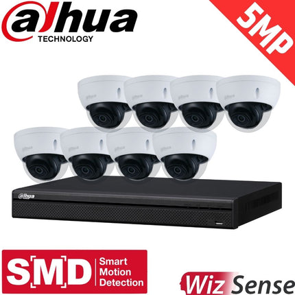 Dahua 8-Channel Security Kit: 8MP (Ultra HD) NVR, 8 X 5MP Fixed Dome, WizSense + Starlight