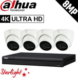 Dahua 4-Channel Security Kit: 8MP (Ultra HD) NVR, 4 x 8MP Fixed Turret, Lite + Starlight