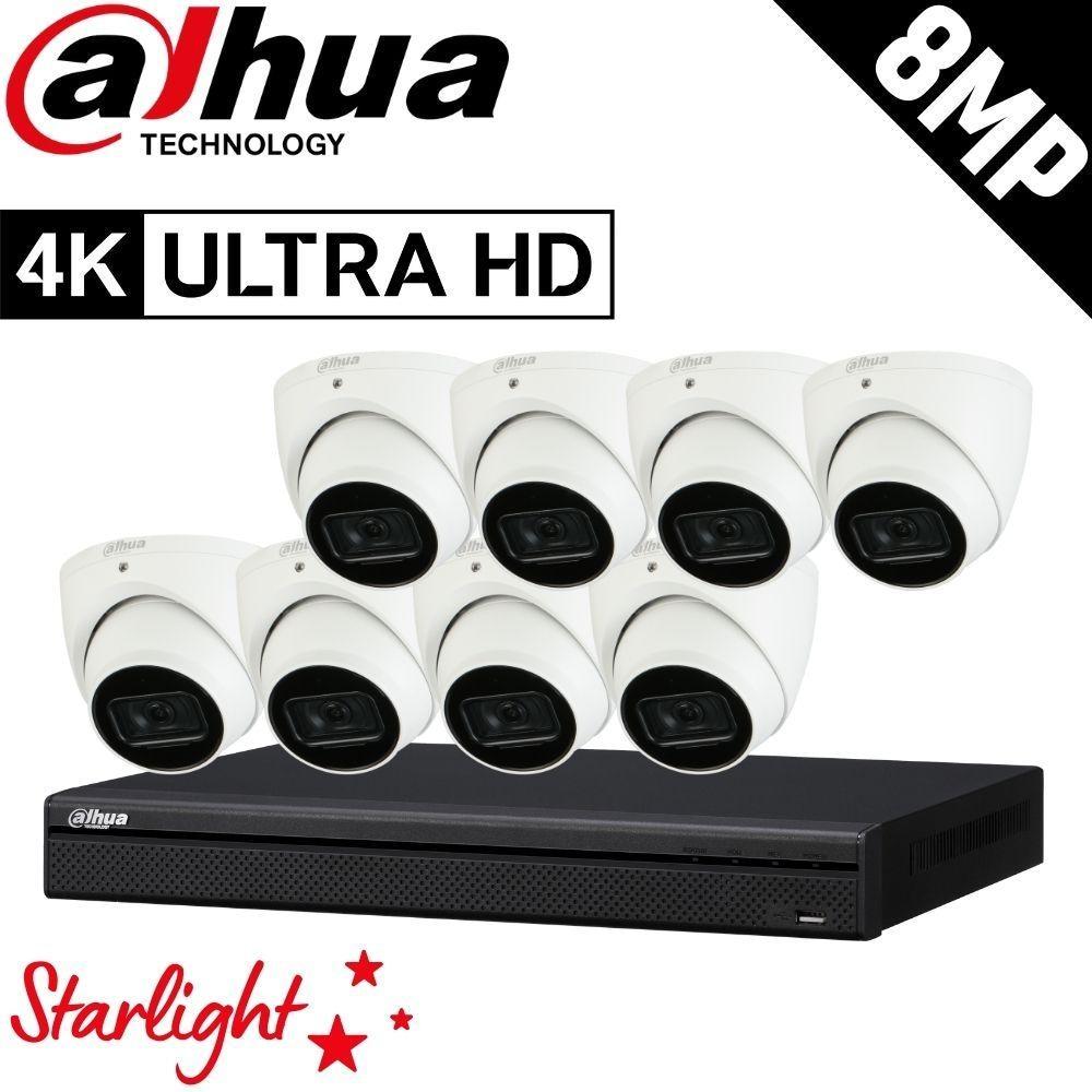 Dahua 8-Channel Security Kit: 8MP (Ultra HD) NVR, 8 x 8MP Fixed Turret, Lite + Starlight