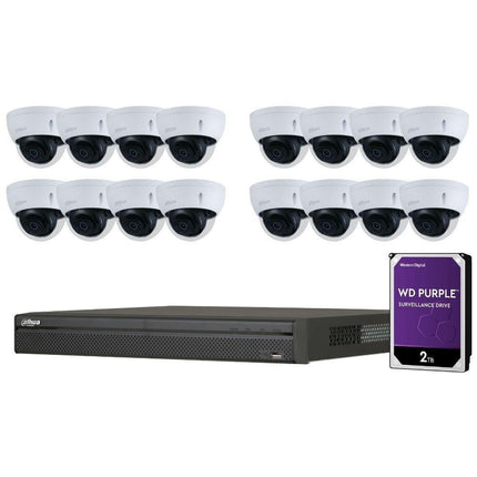 Dahua 16-Channel Security Kit: 8MP (Ultra HD) NVR, 16 X 5MP Fixed Dome, WizSense + Starlight