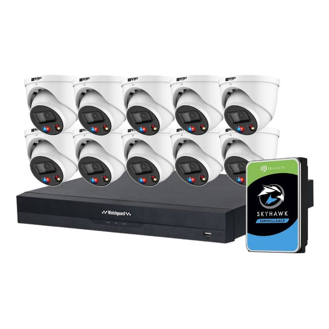 VIP Vision AI Security System: 10x 6MP AI Turret + Active Deter Cams, 16MP WatchGuard 16CH AI NVR