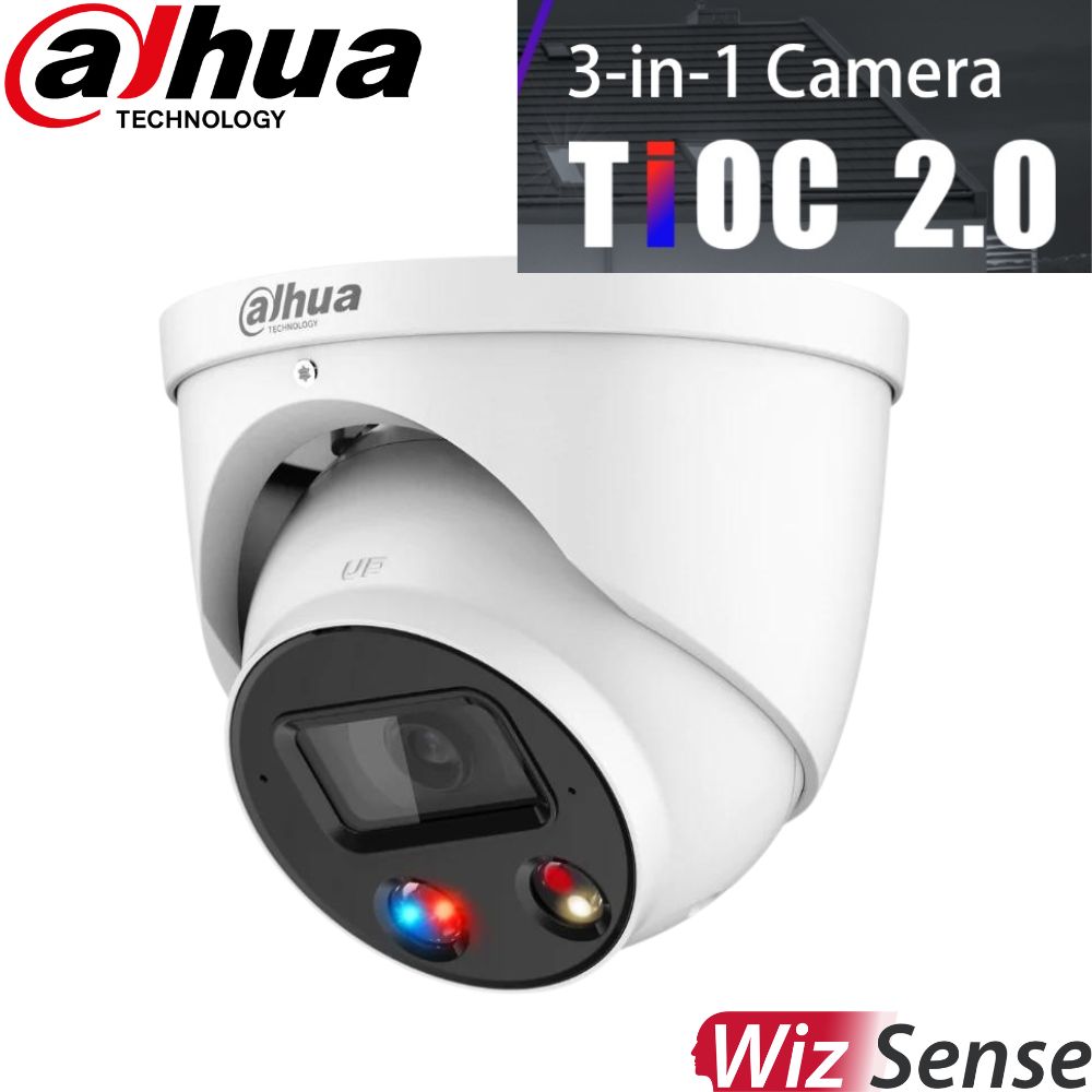 Dahua Security Camera: 5MP TIOC 2.0, Turret 2.8mm, WizSense AI - DH-IPC-HDW3549HP-AS-PV-0280B-S3