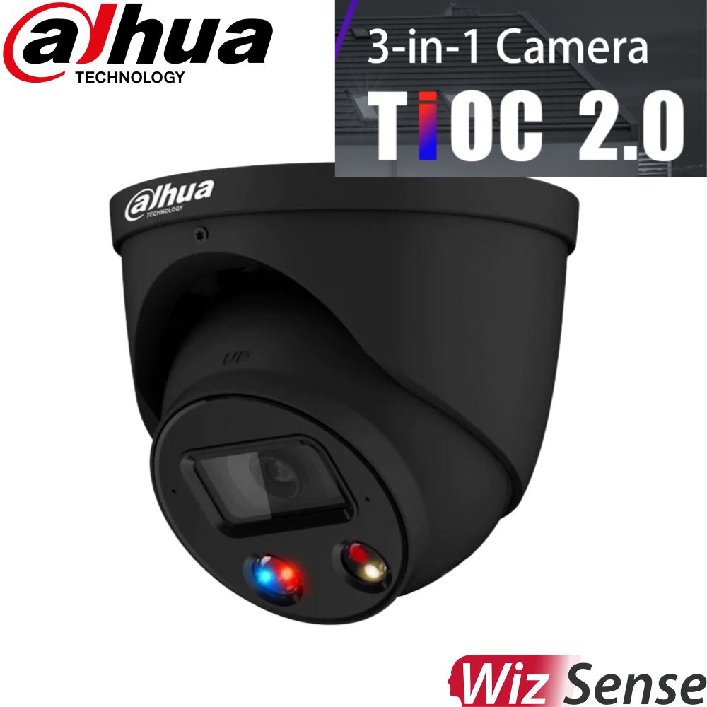 Dahua Security Camera: 5MP Turret, 2.8mm, WizSense, TIOC 2.0 DH-IPC-HDW3549HP-AS-PV-S3-BLK