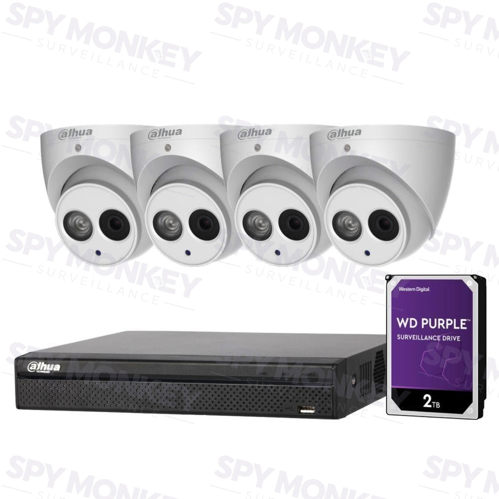 Dahua 4 Channel Security Kit: 8MP NVR, 4 X 6MP Turret Cameras (ASE Model), 2TB HDD