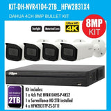 Dahua 4 Channel Security Kit: 8MP NVR, 4 X 8MP(4K Ultra HD) VF Bullet Cameras, 2TB HDD