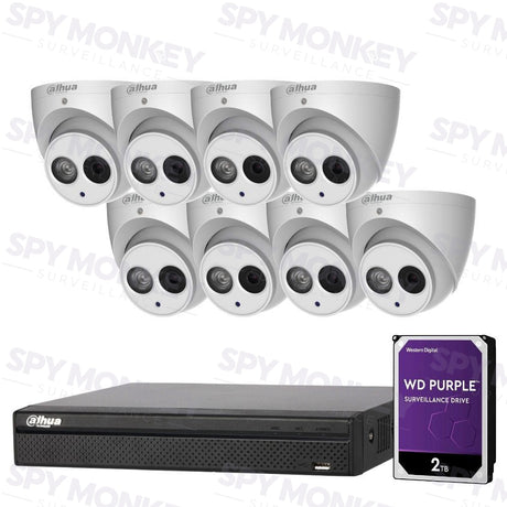 Dahua 8 Channel Security Kit: 8MP (4K Ultra HD) NVR, 8 X 6MP Turret Cameras, 2TB HDD