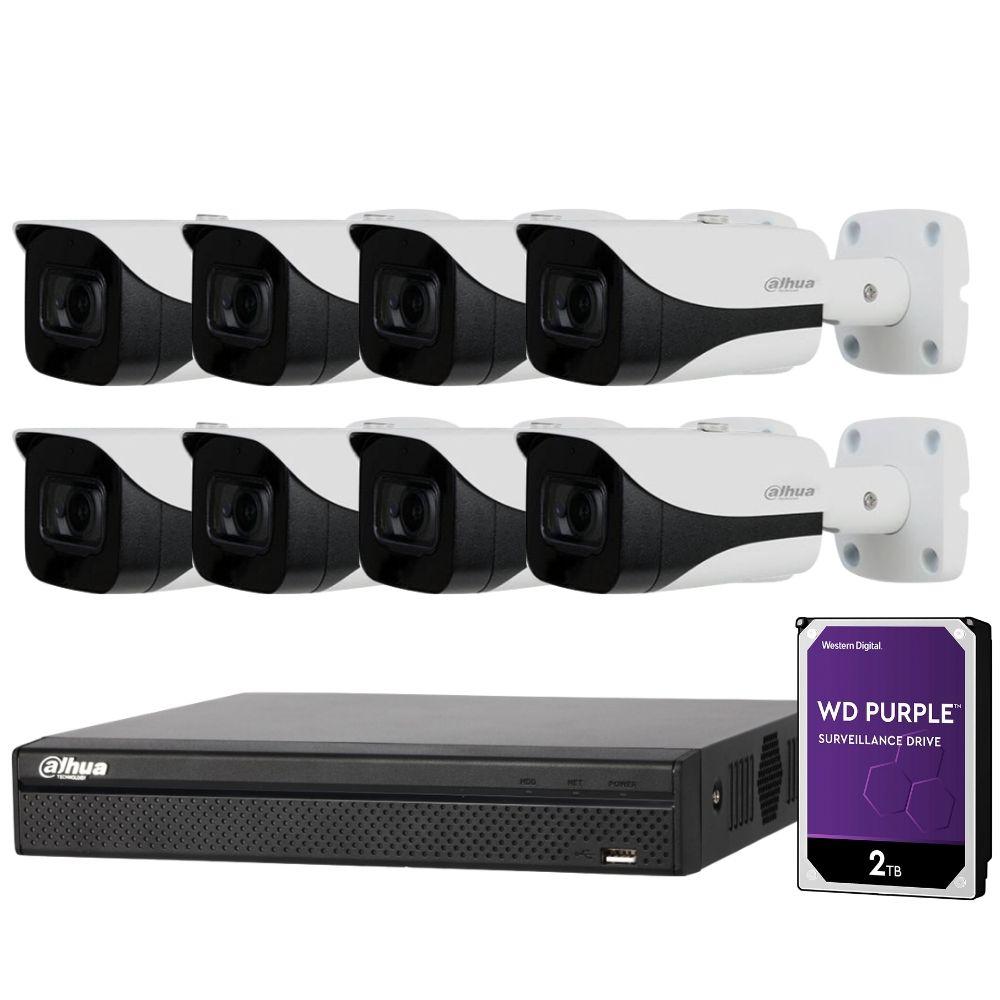 Dahua 8 Channel Security Camera: 8MP NVR, 8 X 8MP(4K Ultra HD) Bullet Cameras, 2TB HDD