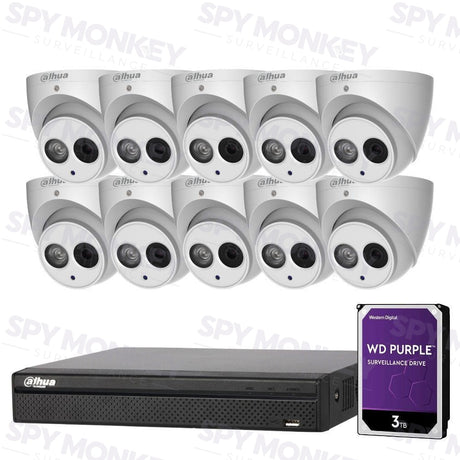 Dahua 16 Channel Security Kit: 8MP(4K Ultra HD) NVR, 10 X 6MP Turret Cameras, 3TB HDD