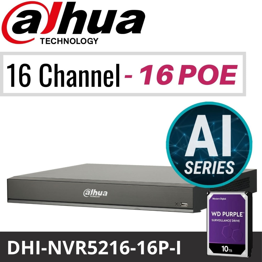 Dahua 16 Channel Network Video Recorder: 16MP(4K) AI - DHI-NVR5216-16P-I