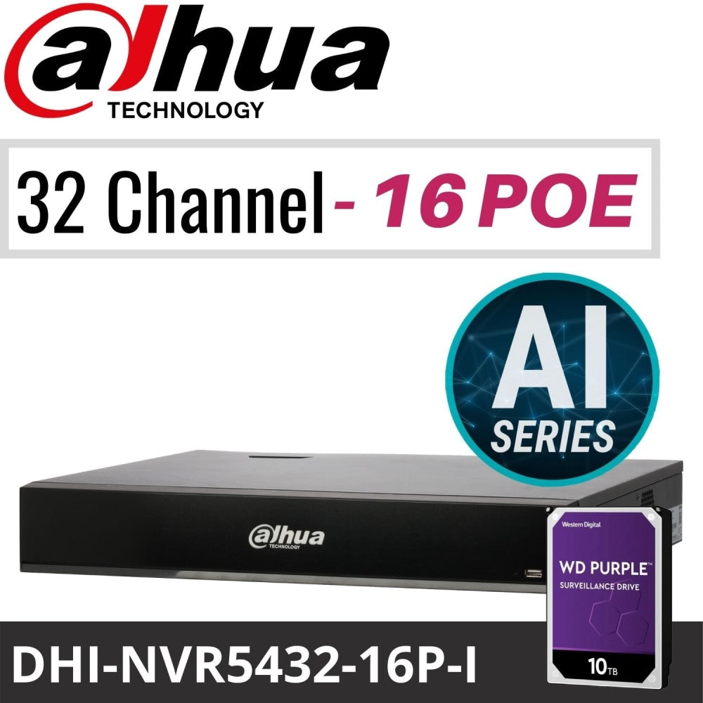 Dahua 32 Channel Network Video Recorder: 16MP(4K) AI - DHI-NVR5432-16P-I