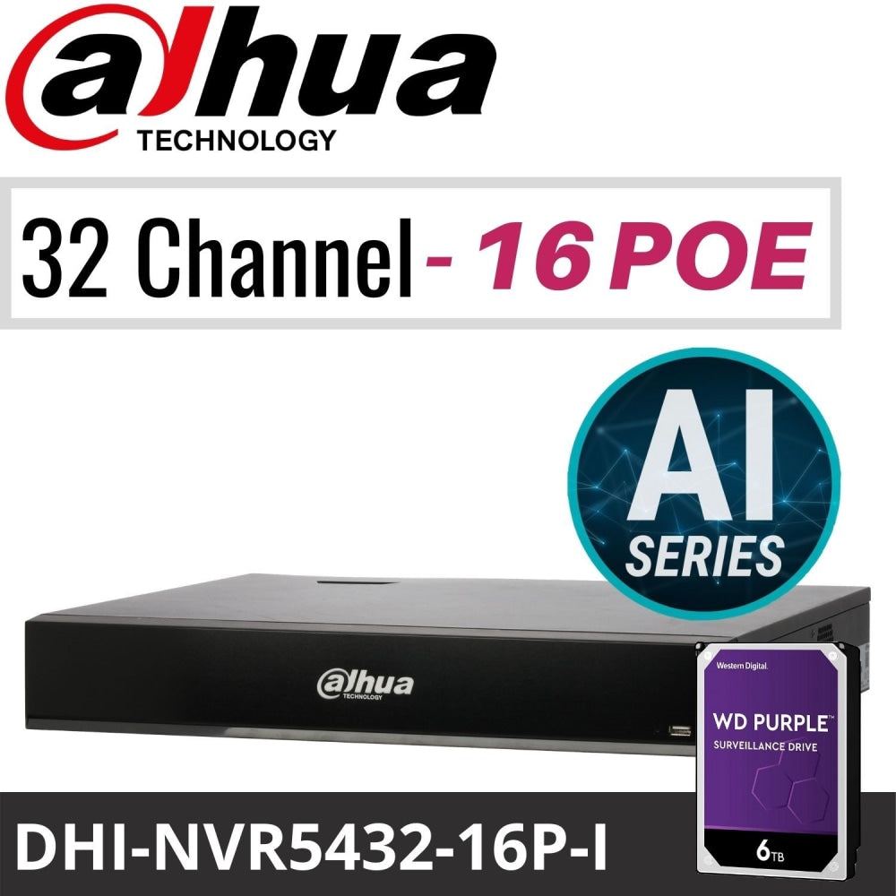 Dahua 32 Channel Network Video Recorder: 16MP(4K) AI - DHI-NVR5432-16P-I