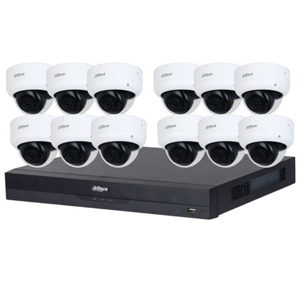 Dahua 2023 Full AI Security System: 12x 8MP Dome 3X66 Cams, 16CH 16MP WizSense NVR