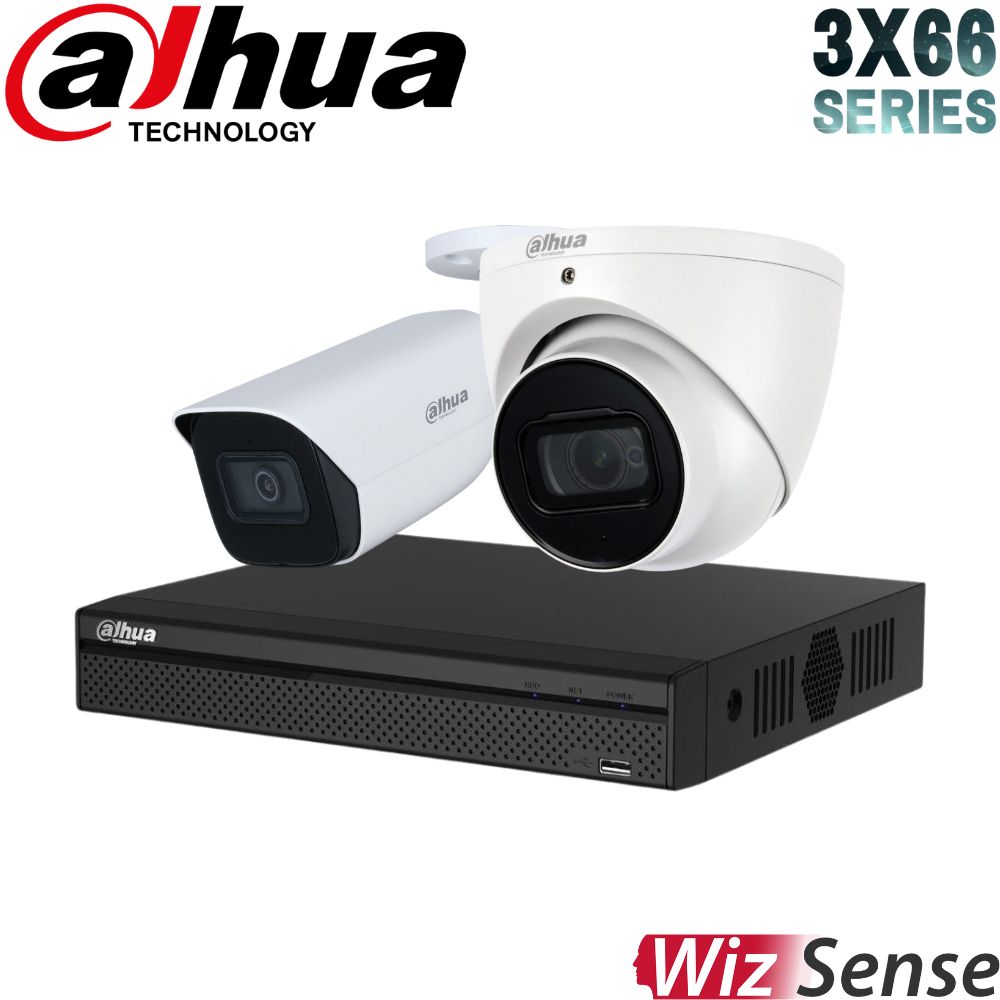 Dahua 3X66 Security System: 4CH 8MP Lite NVR, 1 x 6MP Turret 1 x 6MP Bullet, Starlight, SMD 4.0, AI SSA