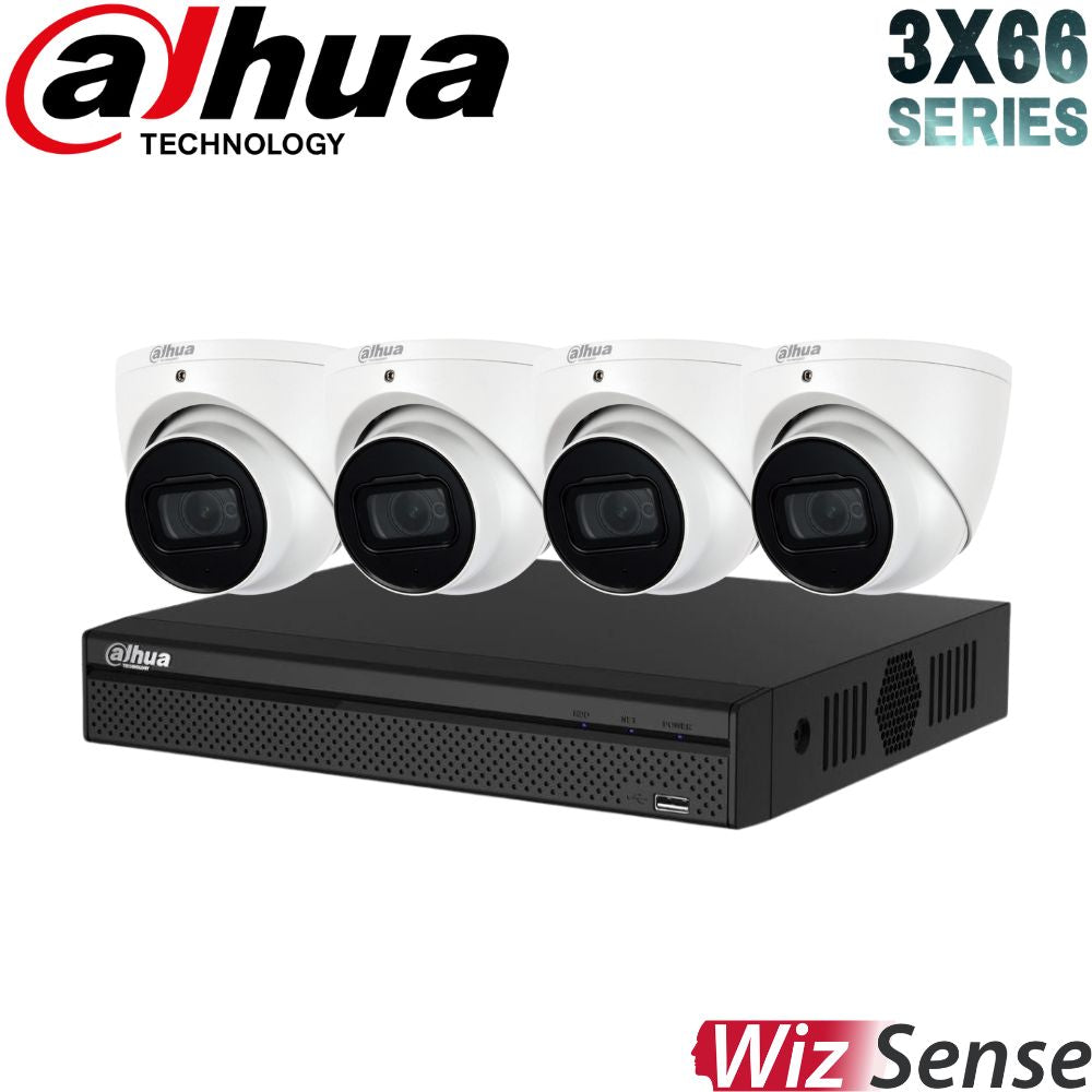 Dahua 3X66 Security System: 4CH 8MP Lite NVR, 4 x 6MP Turret Camera, Starlight, SMD 4.0, AI SSA
