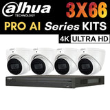 Dahua 3X66 Security System: 8CH 12MP Pro NVR, 4 x 8MP Turret Cameras, Starlight, AI SMD 4.0