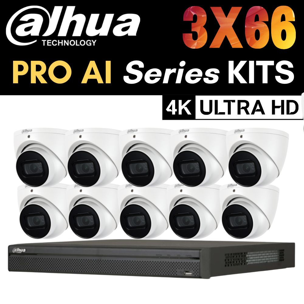Dahua 3X66 Security System: 8CH 12MP Pro NVR, 10 x 8MP Turret Cameras, Starlight, AI SMD 4.0