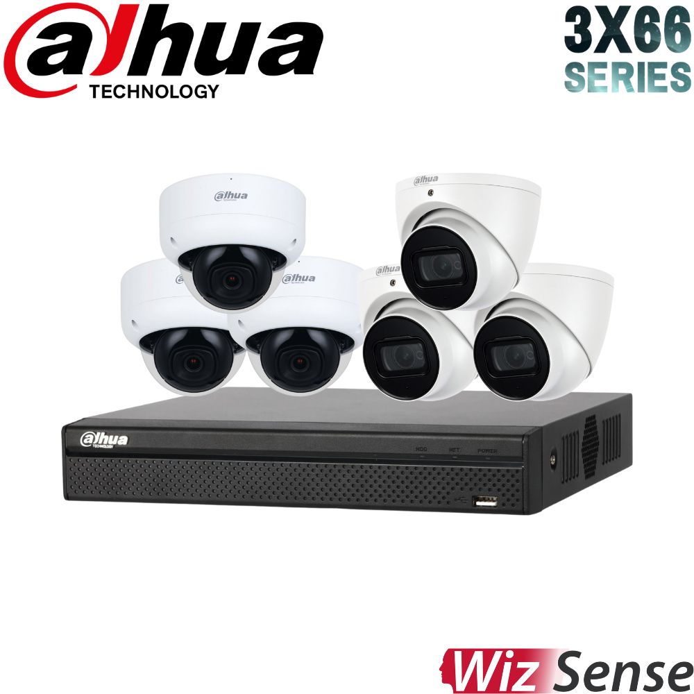 Dahua 3X66 Security System: 8CH 8MP Lite NVR, 3 x 8MP Dome 3 x 6MP Turret, Starlight, SMD 4.0, AI SSA