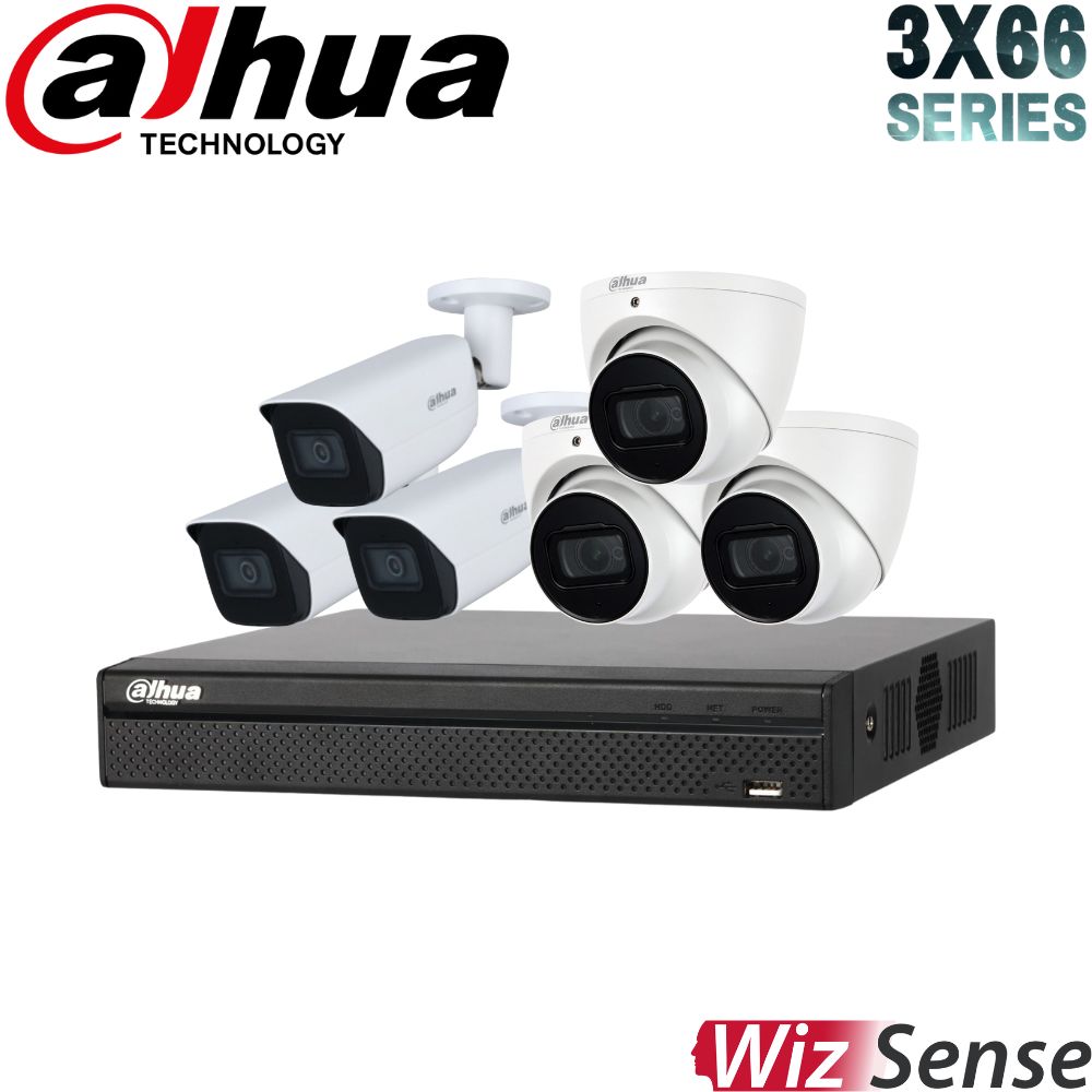 Dahua 3X66 Security System: 8CH 8MP Lite NVR, 3 x 8MP Turret 3 x 6MP Bullet, Starlight, SMD 4.0, AI SSA
