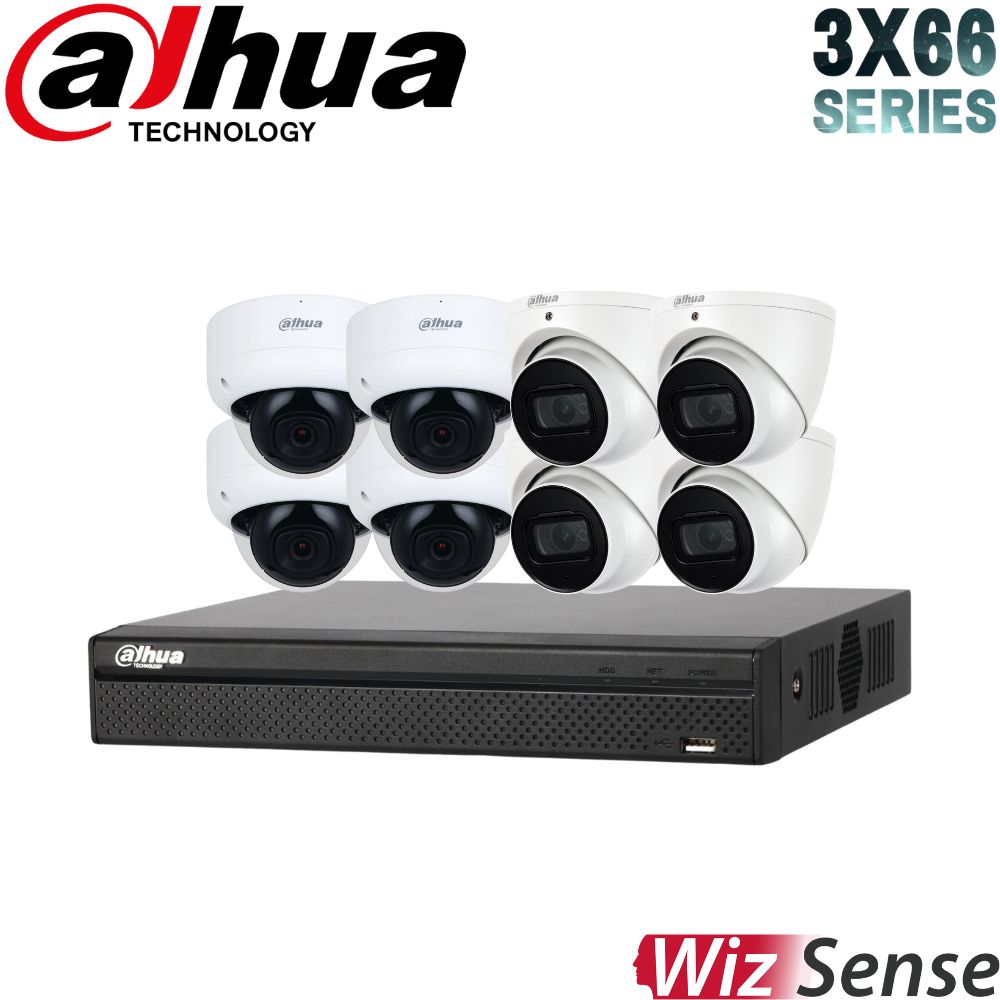 Dahua 3X66 Security System: 8CH 8MP Lite NVR, 4 x 6MP Dome 4 x 6MP Turret, Starlight, SMD 4.0, AI SSA