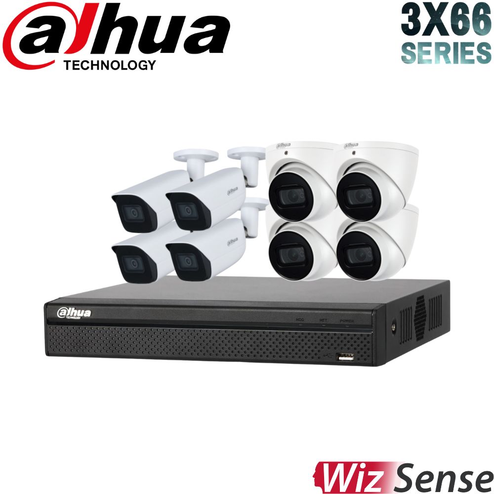 Dahua 3X66 Security System: 8CH 8MP Lite NVR, 4 x 6MP Turret 4 x 6MP Bullet, Starlight, SMD 4.0, AI SSA